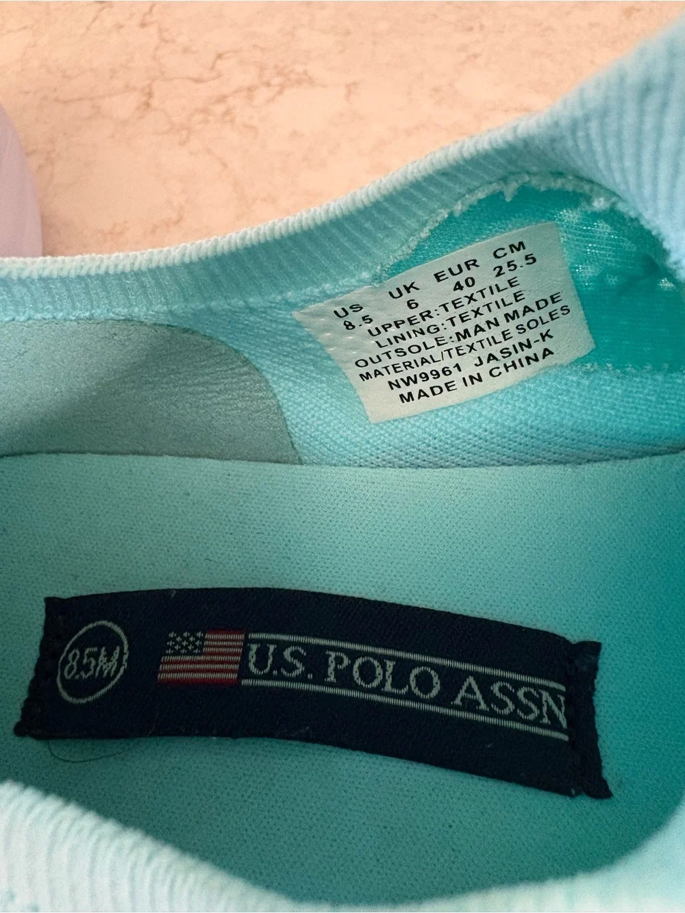 U.S. Polo Assn. Mint Green  Knit Pull-On Athletic Sneakers Line New Sz  8.5 M